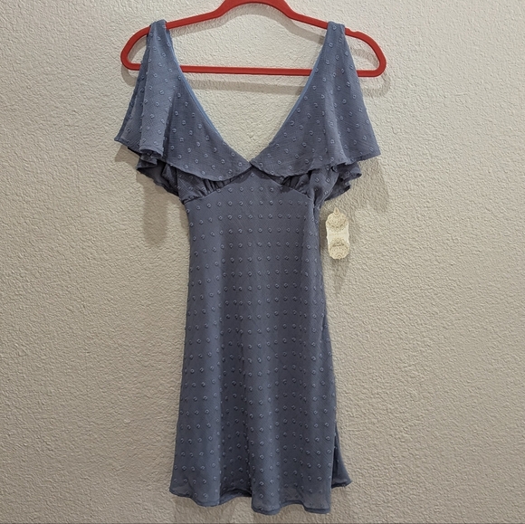 Altar'd State Dresses & Skirts - Swiss Dot Flutter Sleeve Mini Dress Altar’d State Blue NWT Size S Coquette Girly